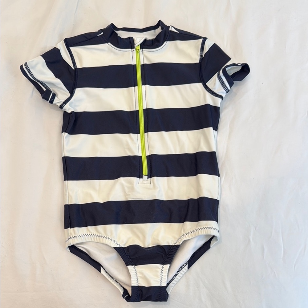 Primary Navy and White Swimsuit with Zipper, Girls 2T, like new!
